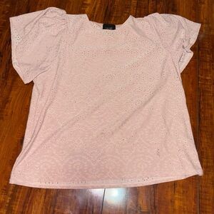 Ava & Viv Pink Eyelet Blouse